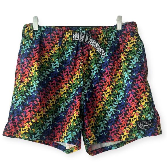 Grateful Dead x Levi’s Rainbow Dancing Bears Shorts Men’s M Belted Psychedelic - Picture 1 of 9